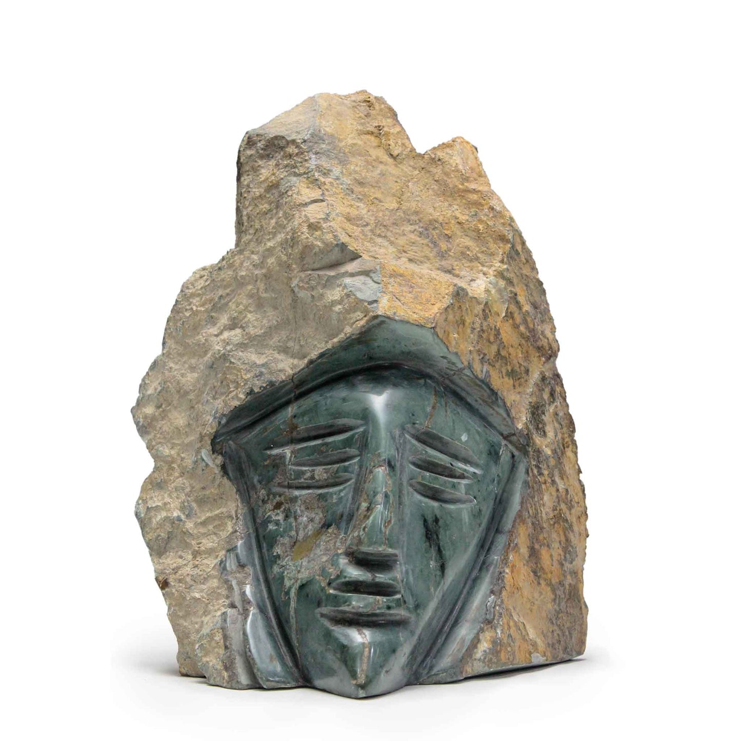 The Sentinel's Veil: Hand-Carved Jade Stone Sculpture