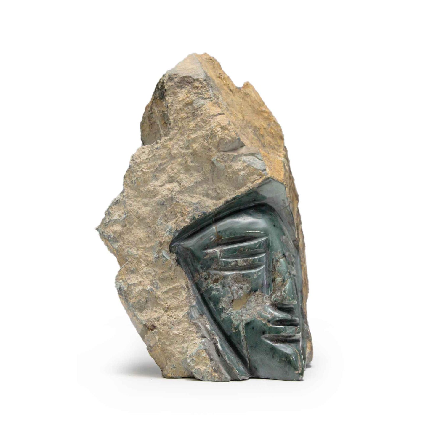 The Sentinel's Veil: Hand-Carved Jade Stone Sculpture