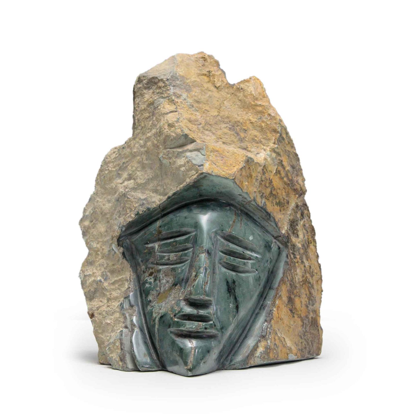 The Sentinel's Veil: Hand-Carved Jade Stone Sculpture