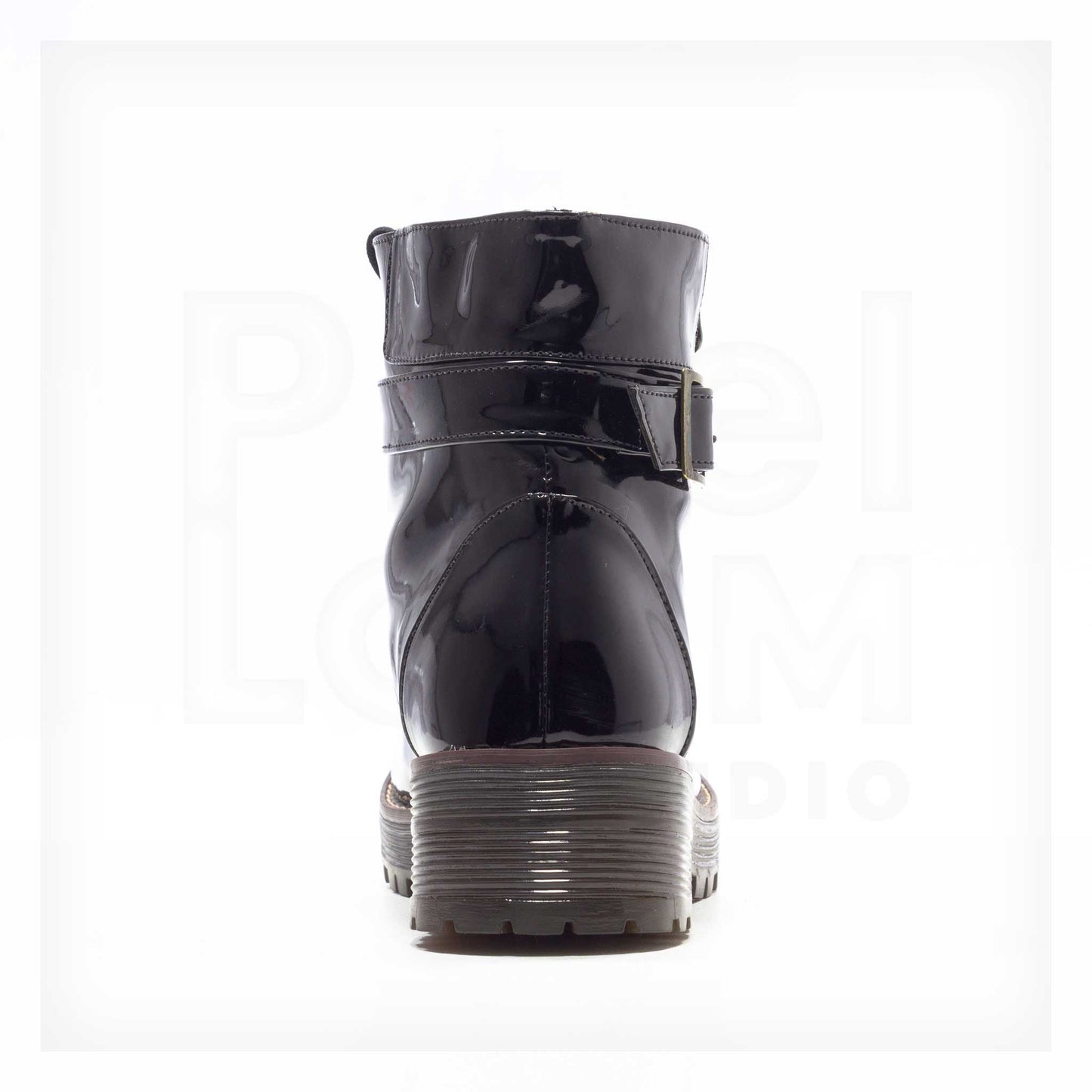 Ale Aguilar Patent Lace-Up Lug-Sole Combat Boots Curated by Machine