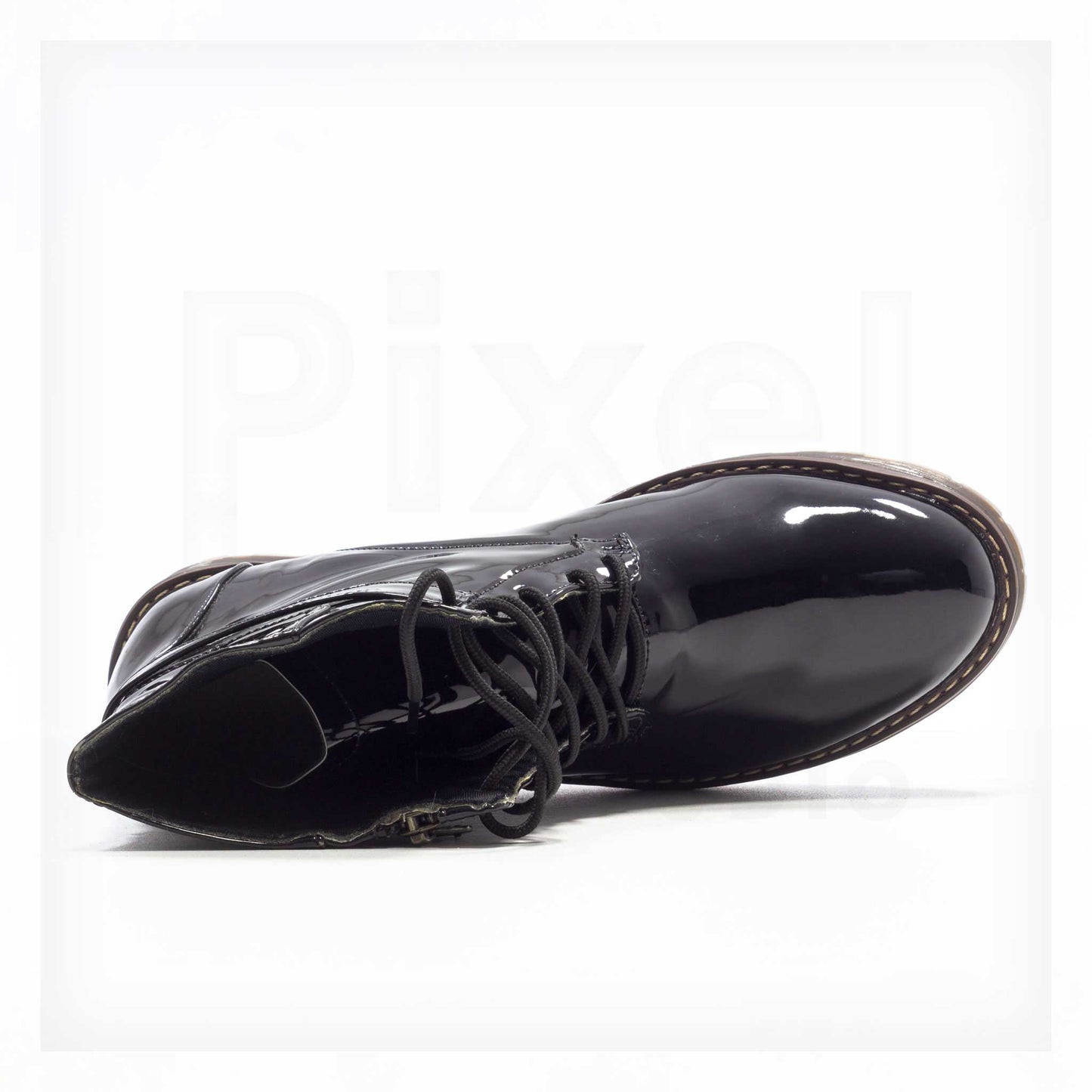 Ale Aguilar Patent Lace-Up Lug-Sole Combat Boots Curated by Machine