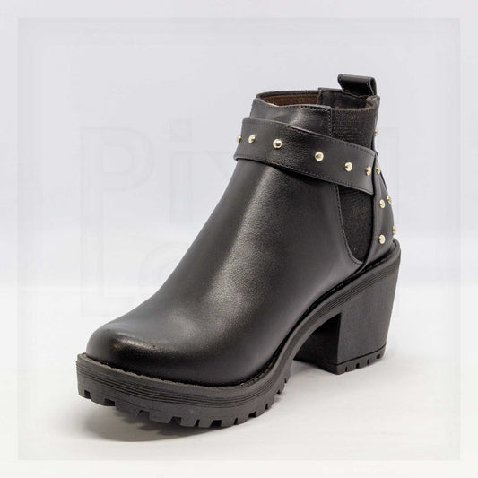 Ale Aguilar Studded Strap Chunky Heel Ankle Boots Curated by Machine
