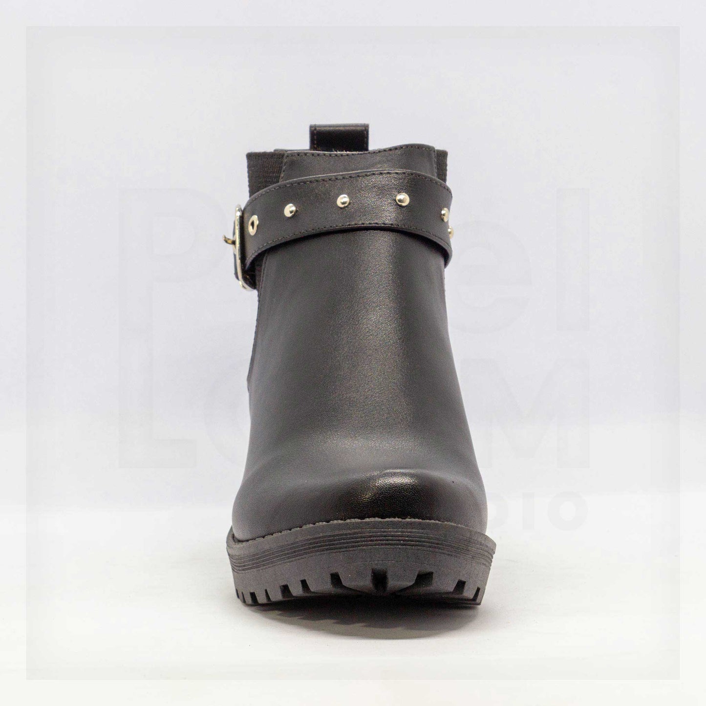 Ale Aguilar Studded Strap Chunky Heel Ankle Boots Curated by Machine