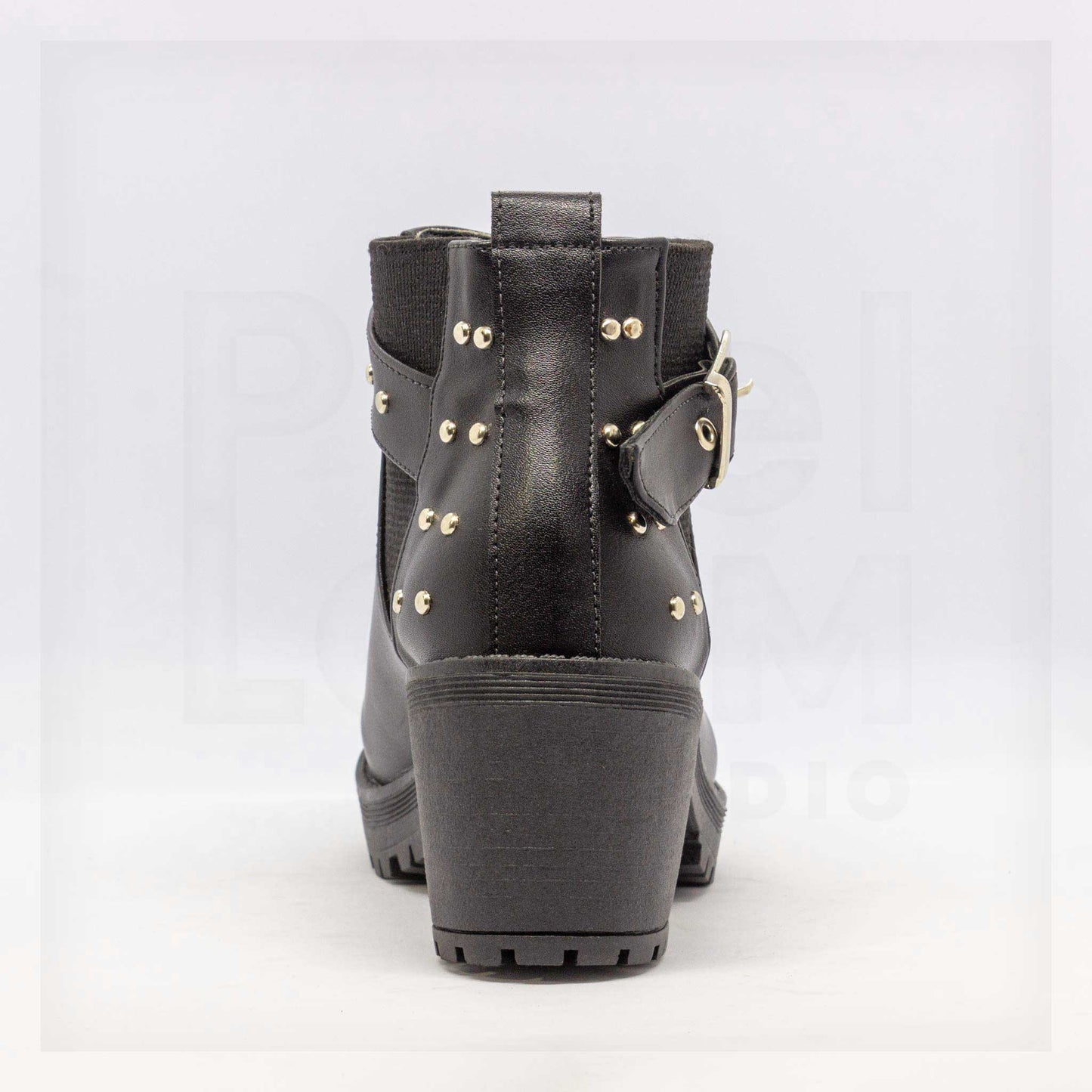 Ale Aguilar Studded Strap Chunky Heel Ankle Boots Curated by Machine