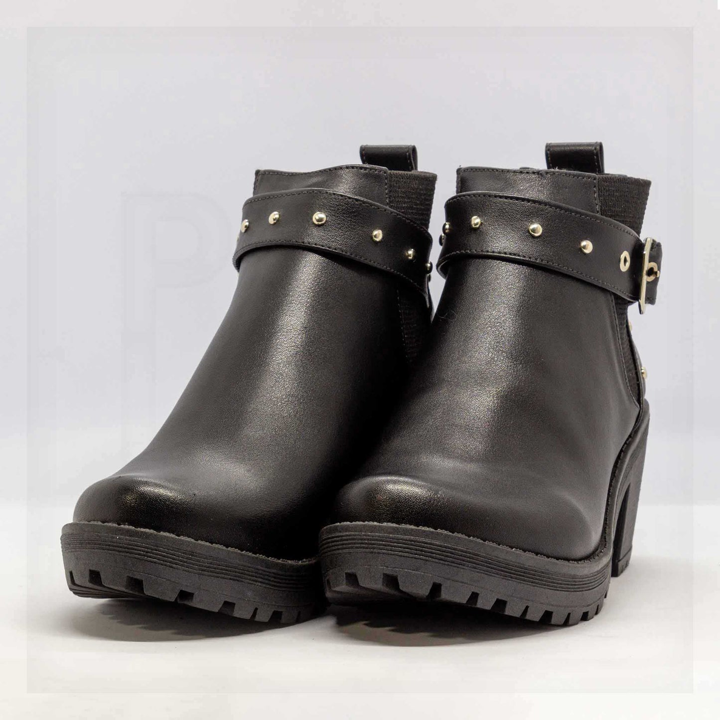 Ale Aguilar Studded Strap Chunky Heel Ankle Boots Curated by Machine