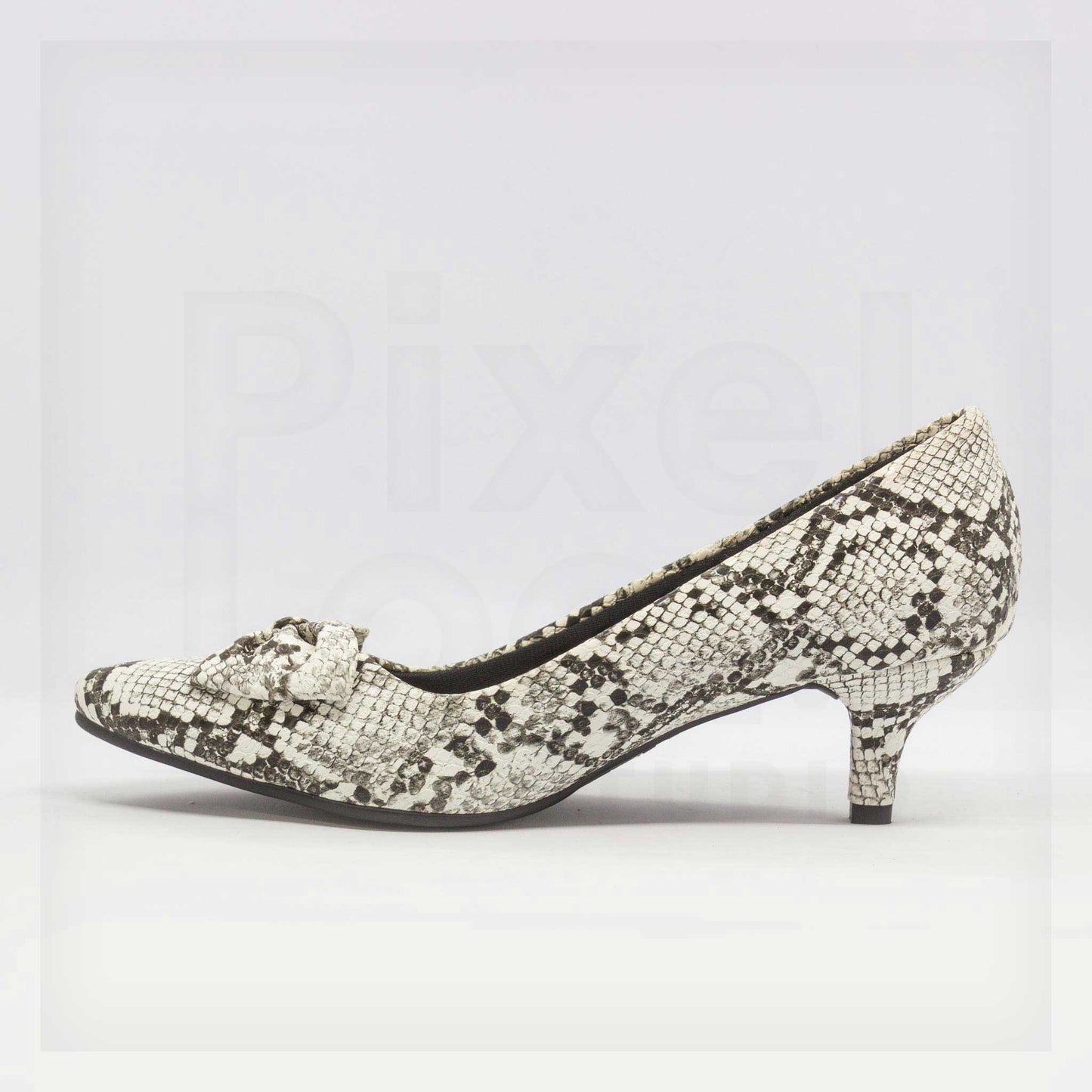 Ale Aguilar Snakeskin-Print Bow Kitten Heels Curated by Machine
