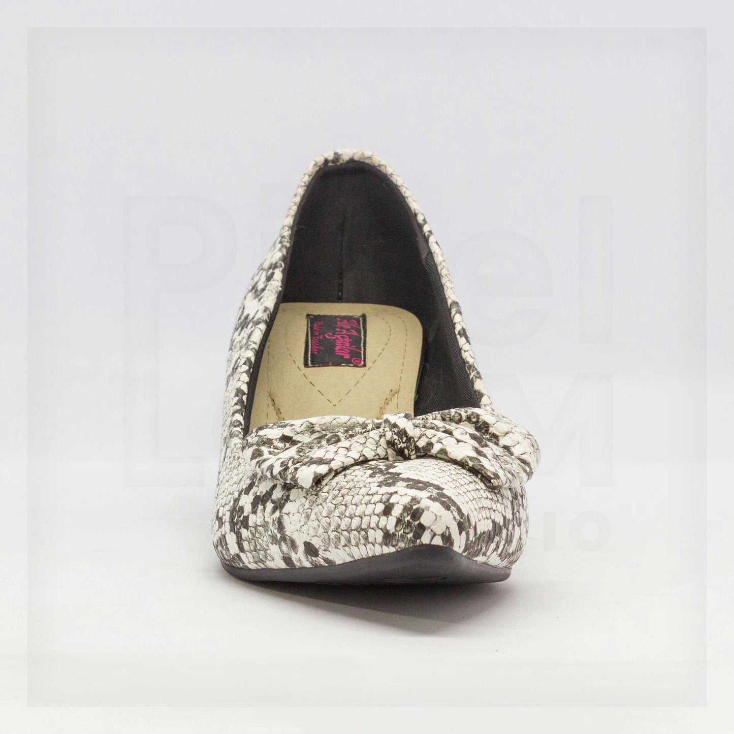 Ale Aguilar Snakeskin-Print Bow Kitten Heels Curated by Machine
