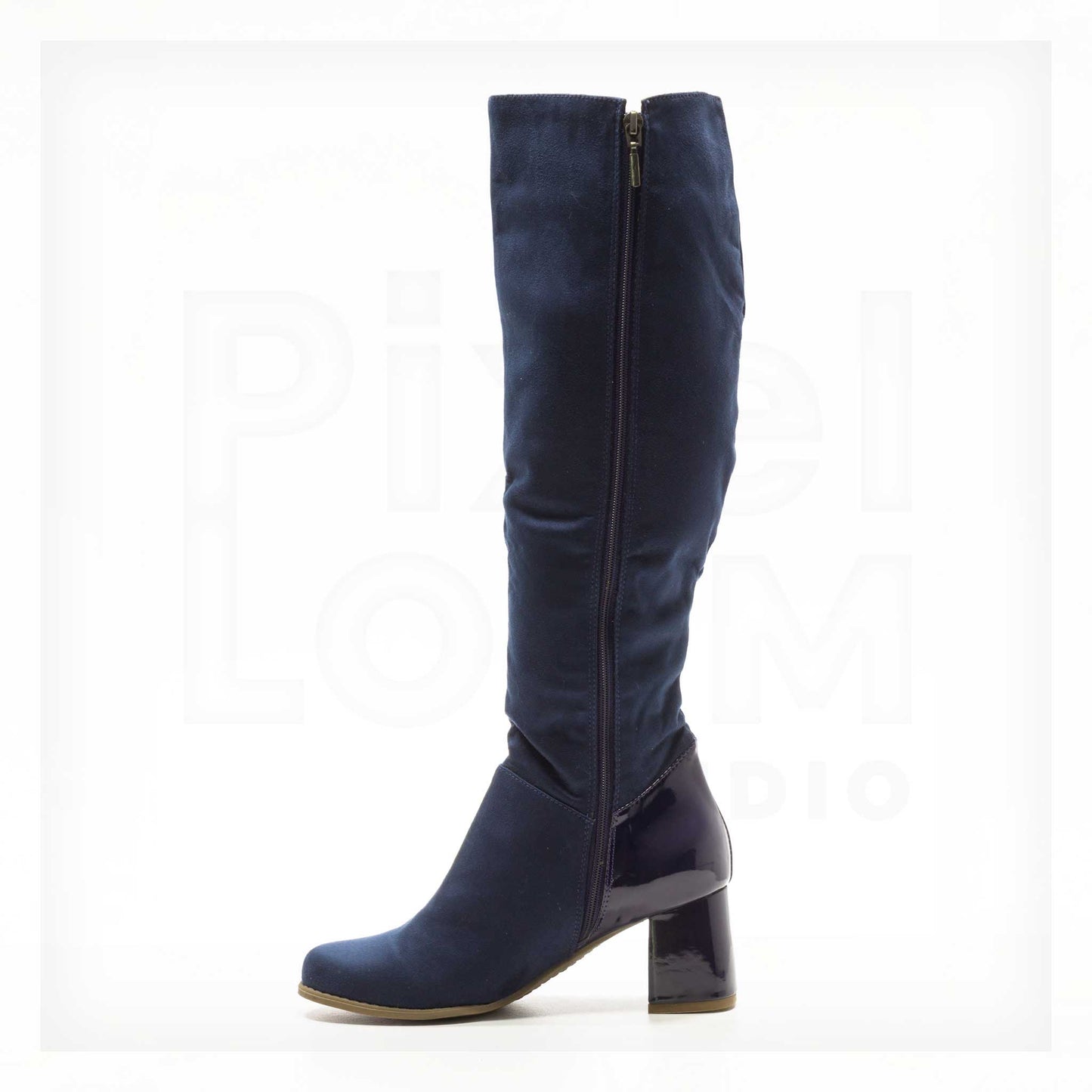 Ale Aguilar Mixed-Media Knee-High Block Heel Boots Curated by Machine