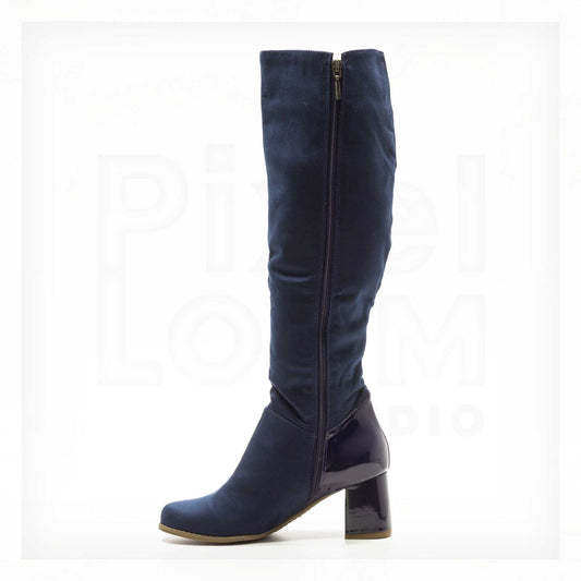 Ale Aguilar Mixed-Media Knee-High Block Heel Boots Curated by Machine