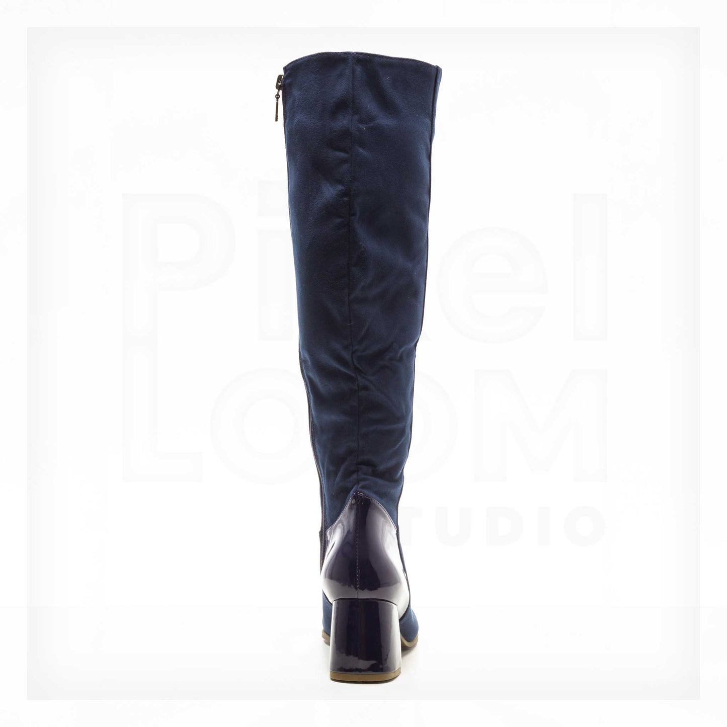 Ale Aguilar Mixed-Media Knee-High Block Heel Boots Curated by Machine