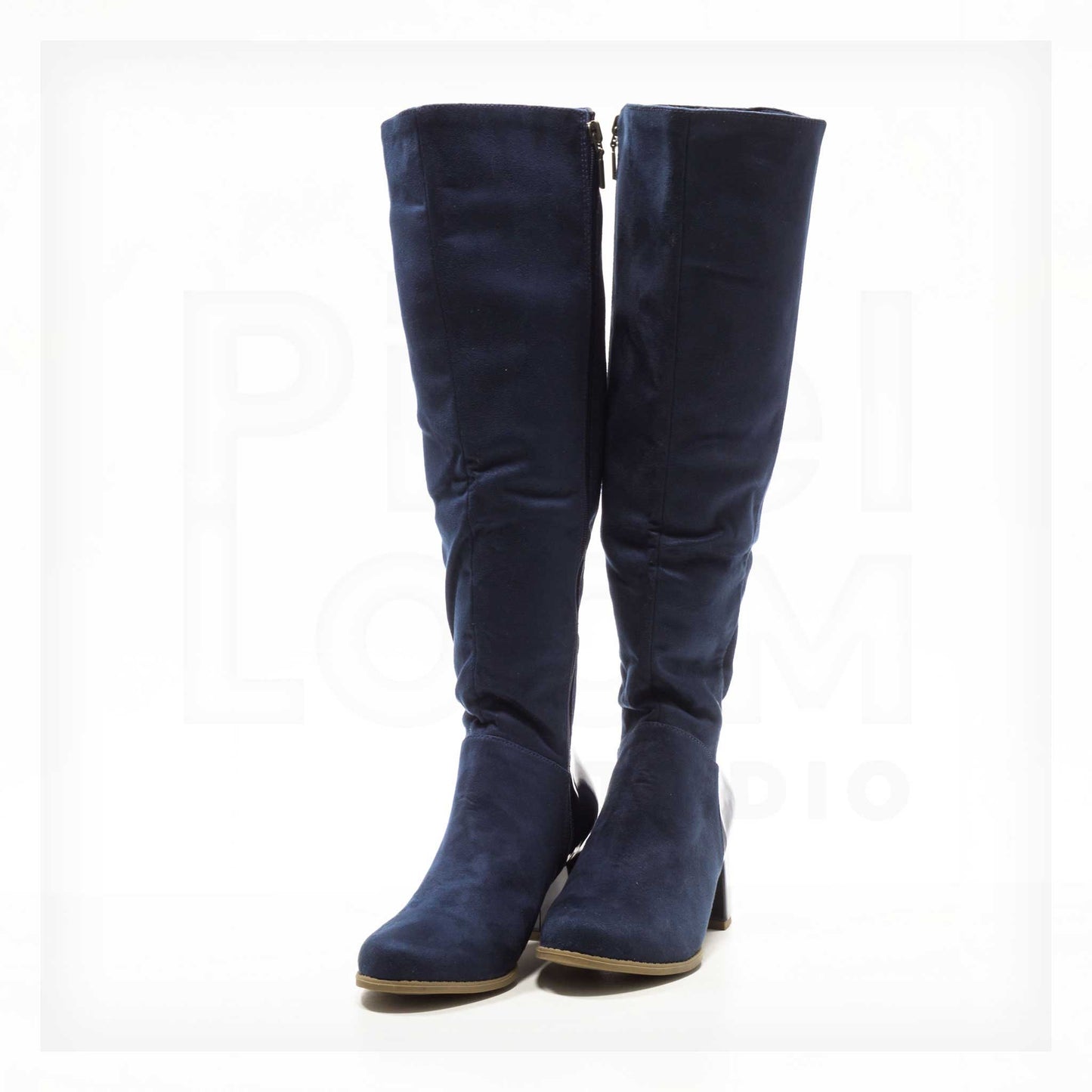 Ale Aguilar Mixed-Media Knee-High Block Heel Boots Curated by Machine