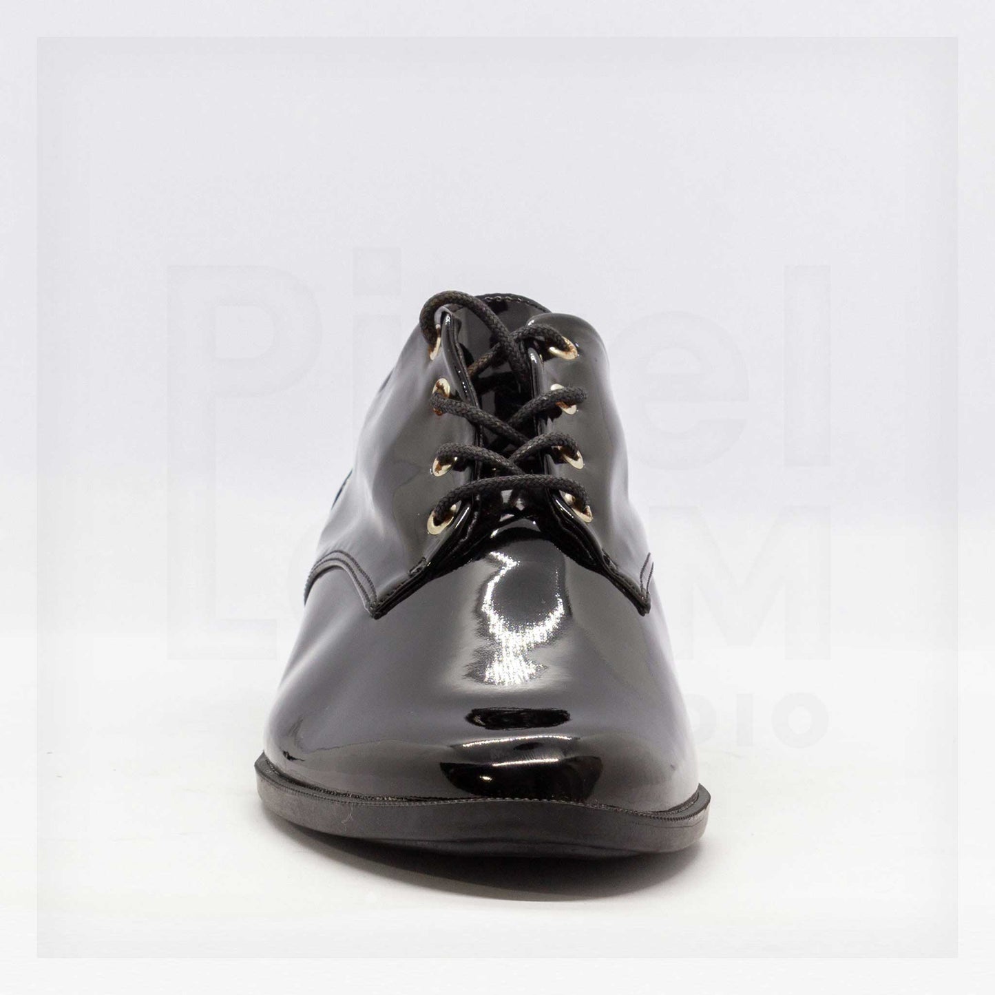 Ale Aguilar Studded Patent Leather-Look Oxfords Curated by Machine