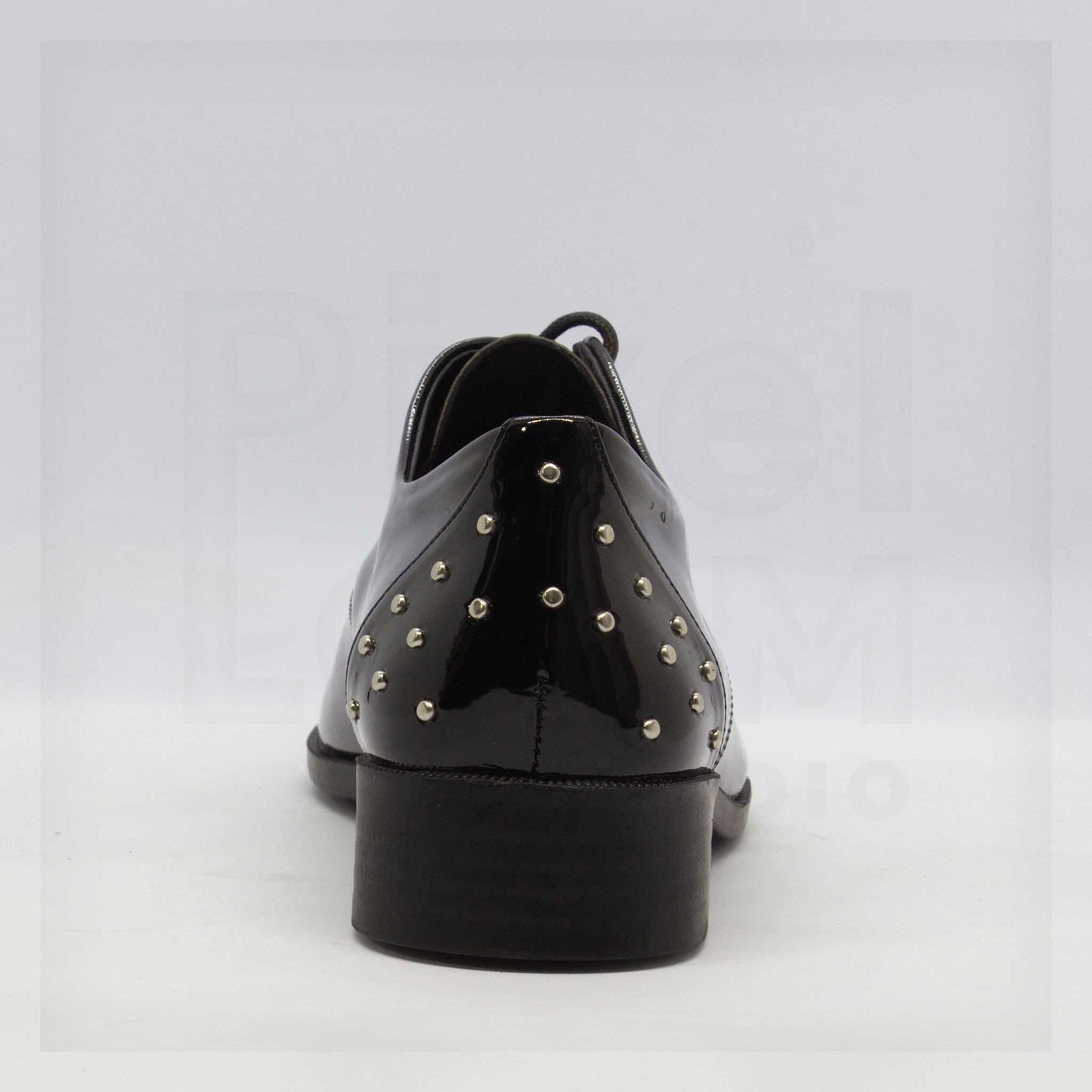 Ale Aguilar Studded Patent Leather-Look Oxfords Curated by Machine
