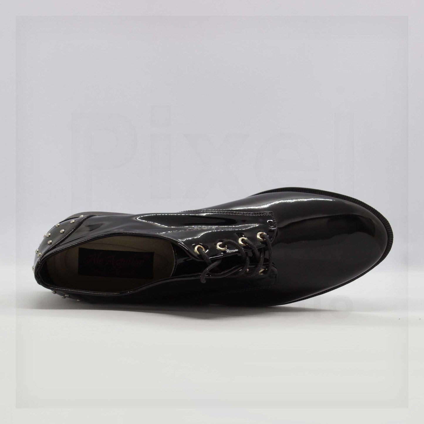 Ale Aguilar Studded Patent Leather-Look Oxfords Curated by Machine