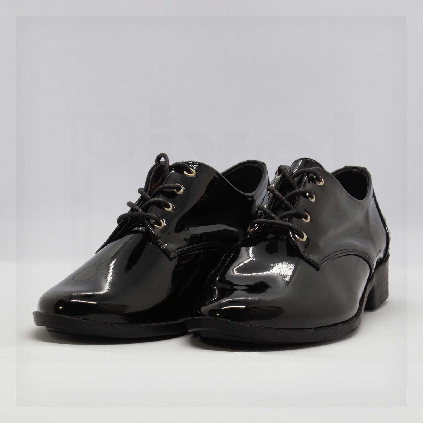 Ale Aguilar Studded Patent Leather-Look Oxfords Curated by Machine