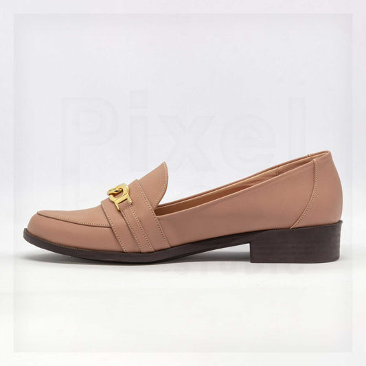 Ale Aguilar Chain-Link Block Heel Loafers in Beige Curated by Machine