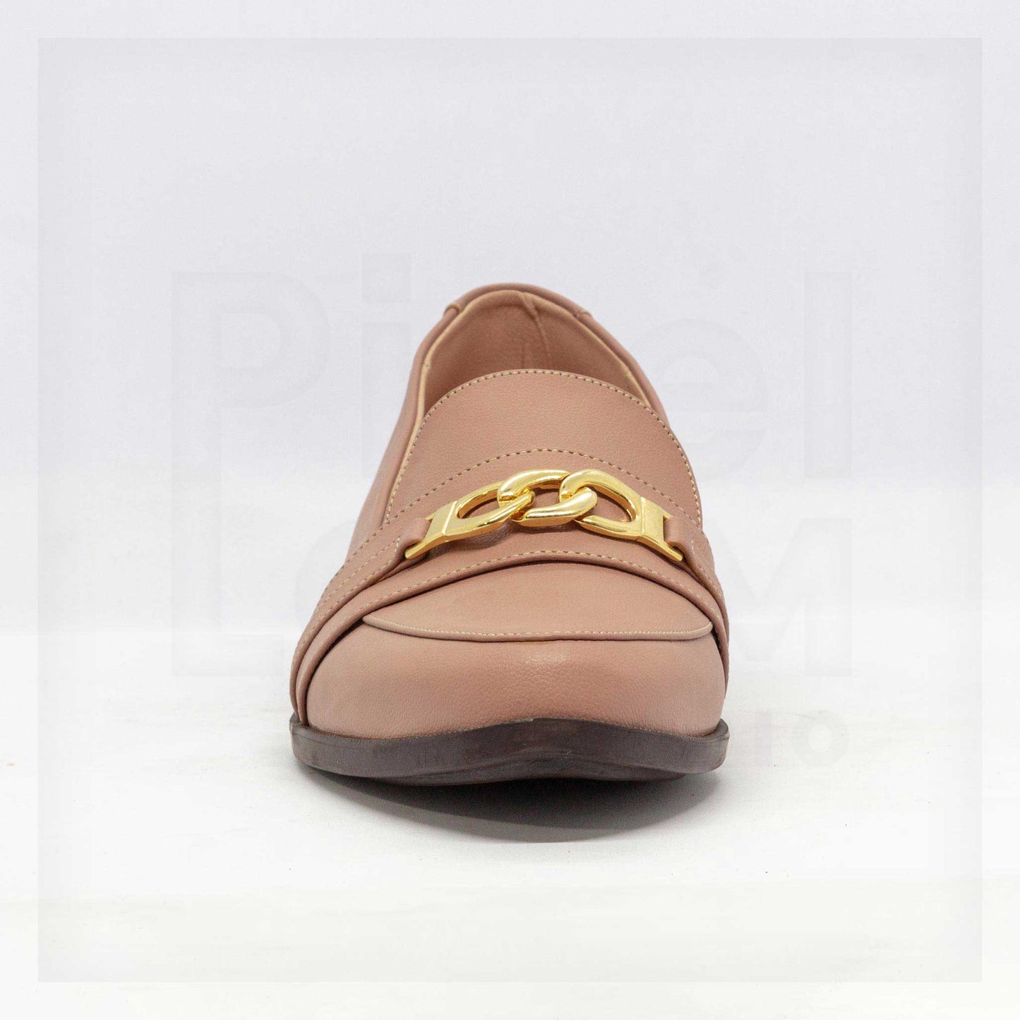 Ale Aguilar Chain-Link Block Heel Loafers in Beige Curated by Machine