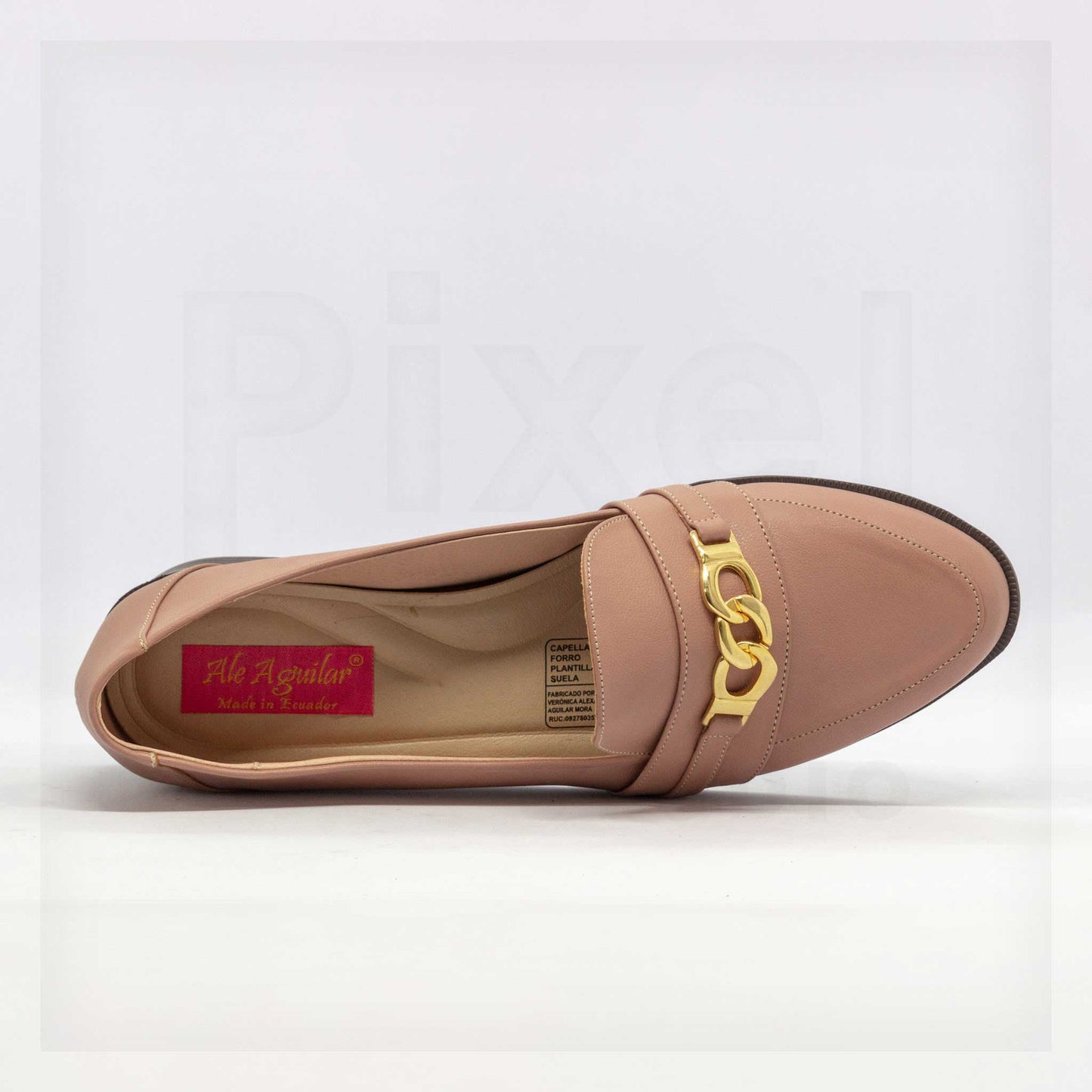 Ale Aguilar Chain-Link Block Heel Loafers in Beige Curated by Machine