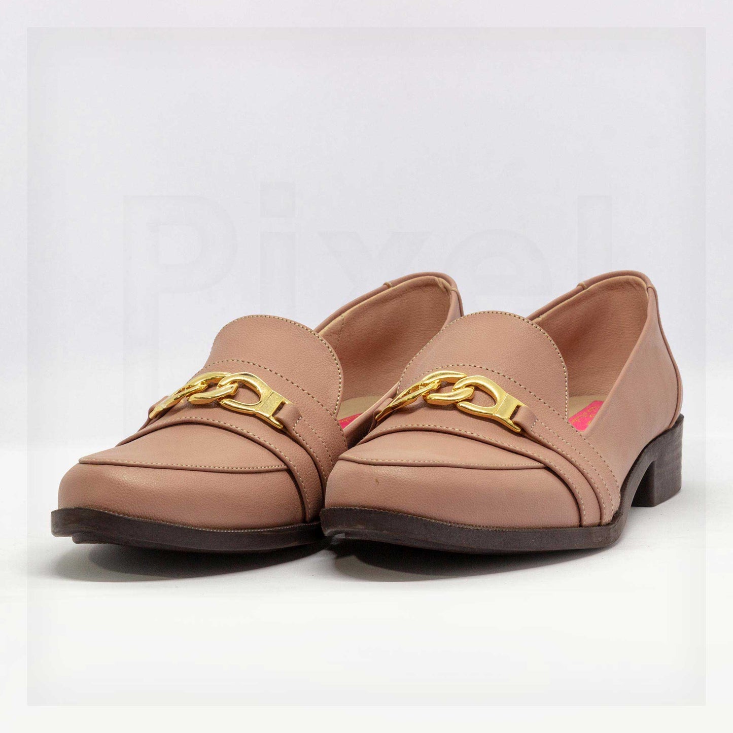 Ale Aguilar Chain-Link Block Heel Loafers in Beige Curated by Machine