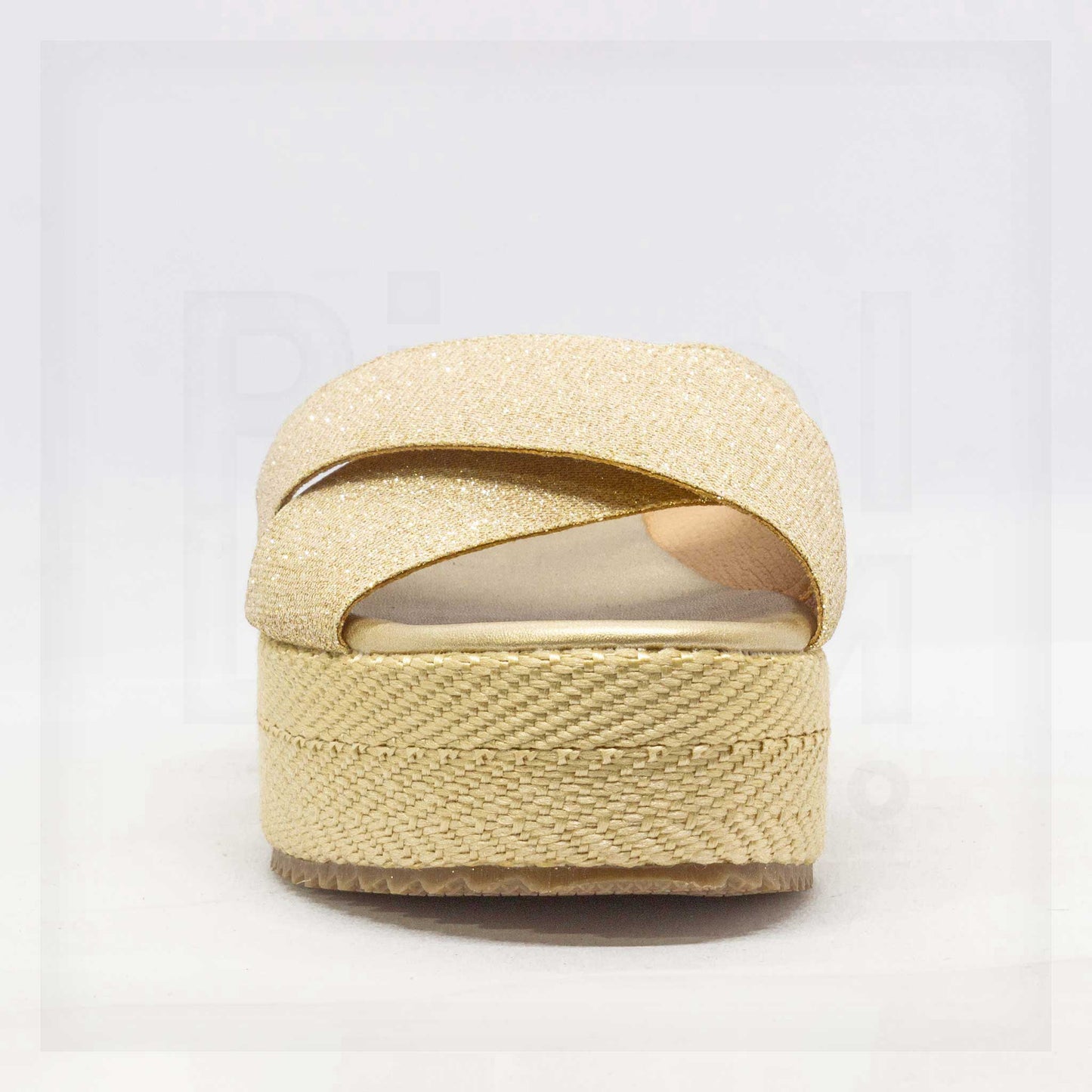 Shoes Betsy Glitter Cross-Strap Platform Espadrille Slides Curated by Machine
