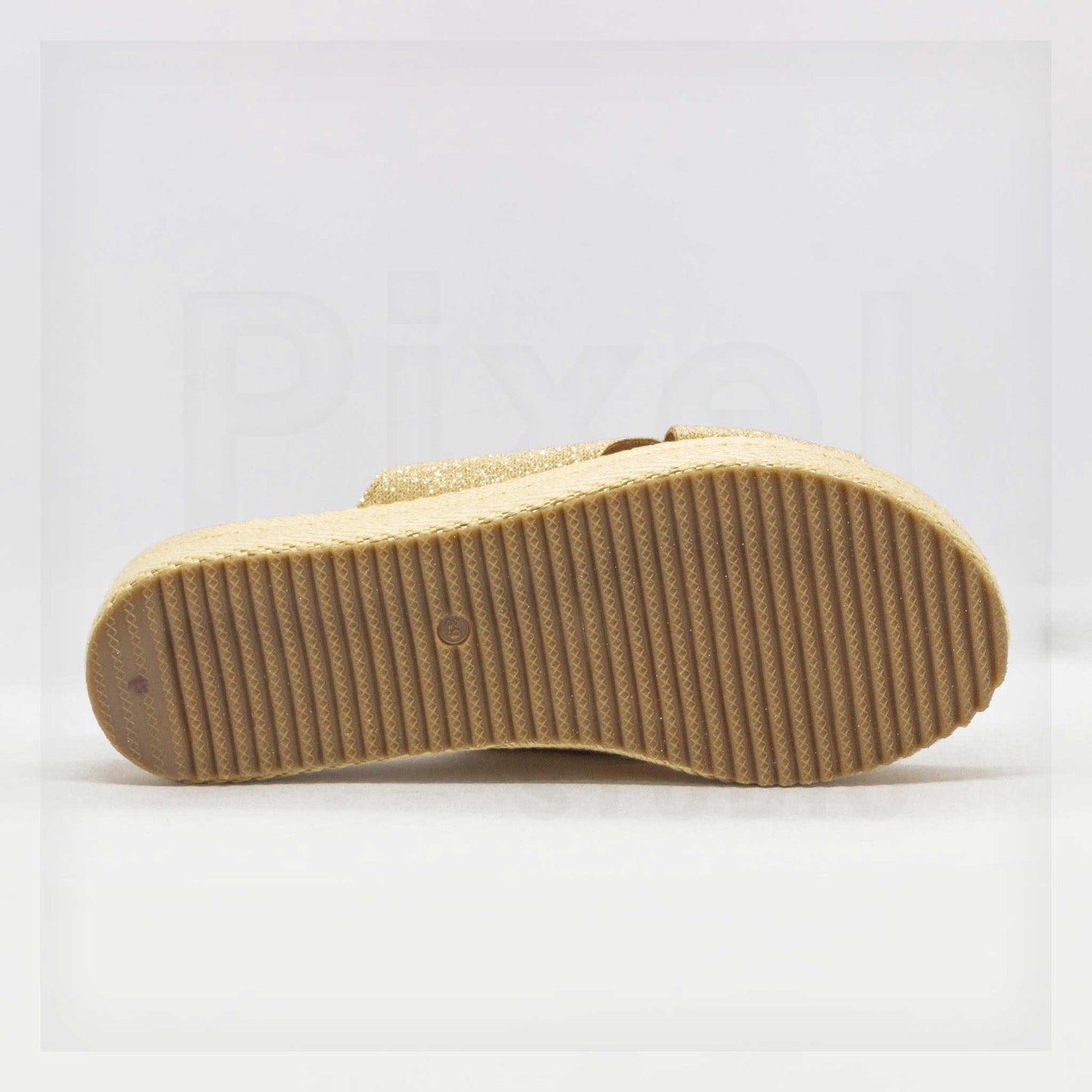 Shoes Betsy Glitter Cross-Strap Platform Espadrille Slides Curated by Machine