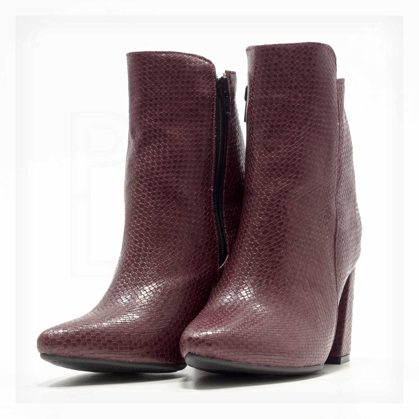 Ale Aguilar Snakeskin-Print Block Heel Ankle Boots Curated by Machine