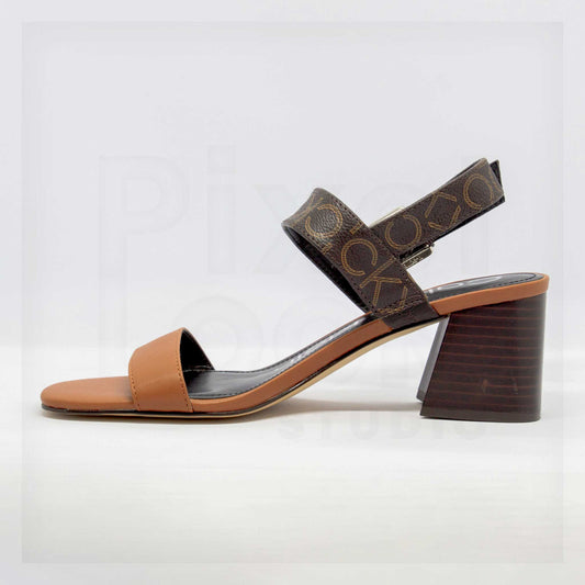 Calvin Klein Maggie Women's Brown Logo Block Heel Sandals