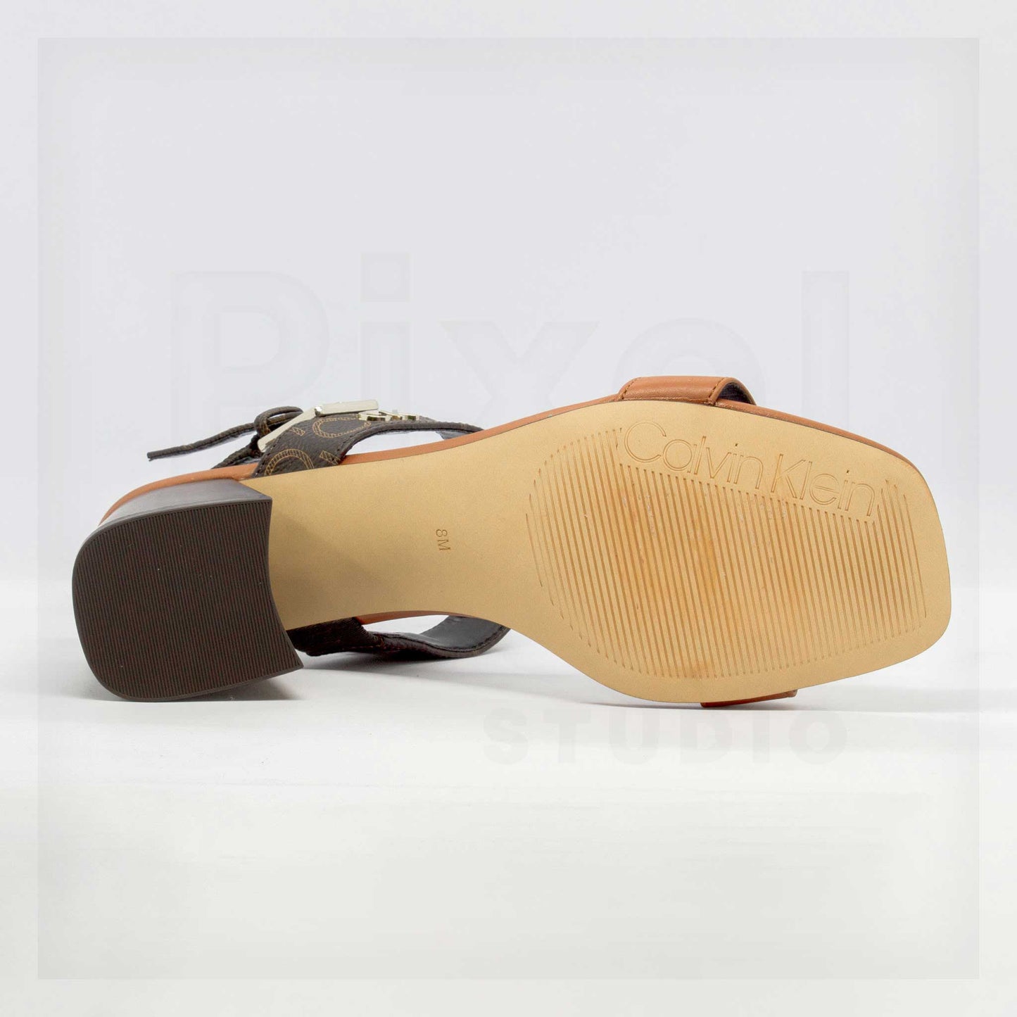 Calvin Klein Maggie Women's Brown Logo Block Heel Sandals
