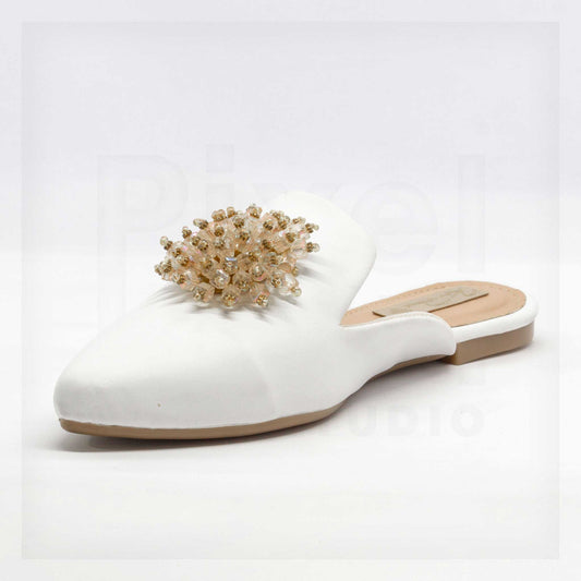 Ker Ponce Embellished Pointed-Toe Mule Flats Curated by Machine