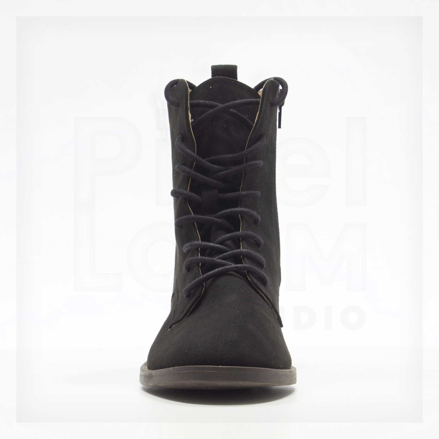 Machine Lace-Up Faux-Suede Side-Zip Combat Boots
