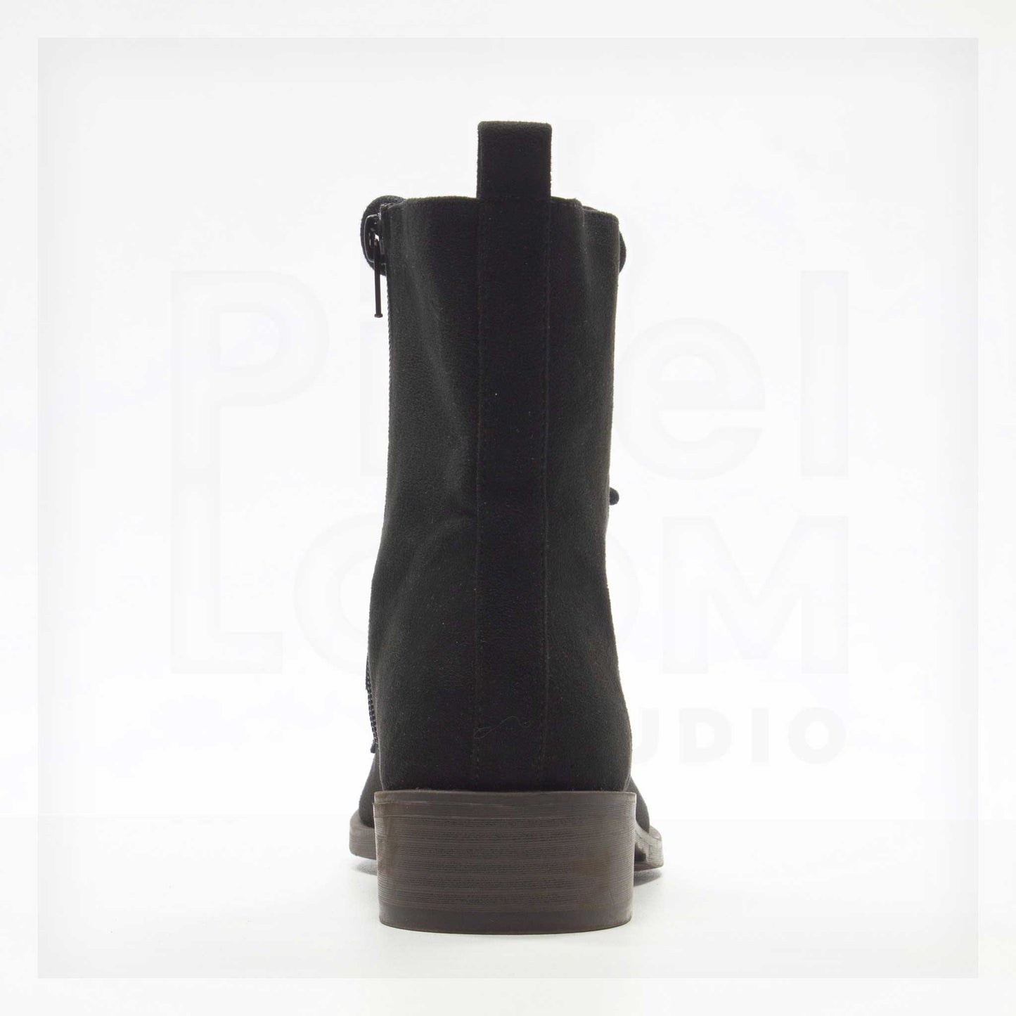 Machine Lace-Up Faux-Suede Side-Zip Combat Boots
