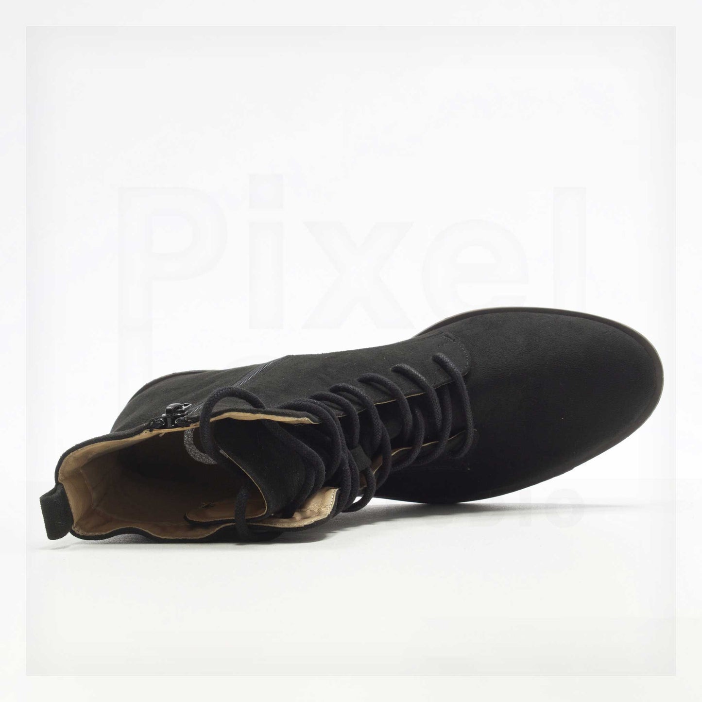 Machine Lace-Up Faux-Suede Side-Zip Combat Boots