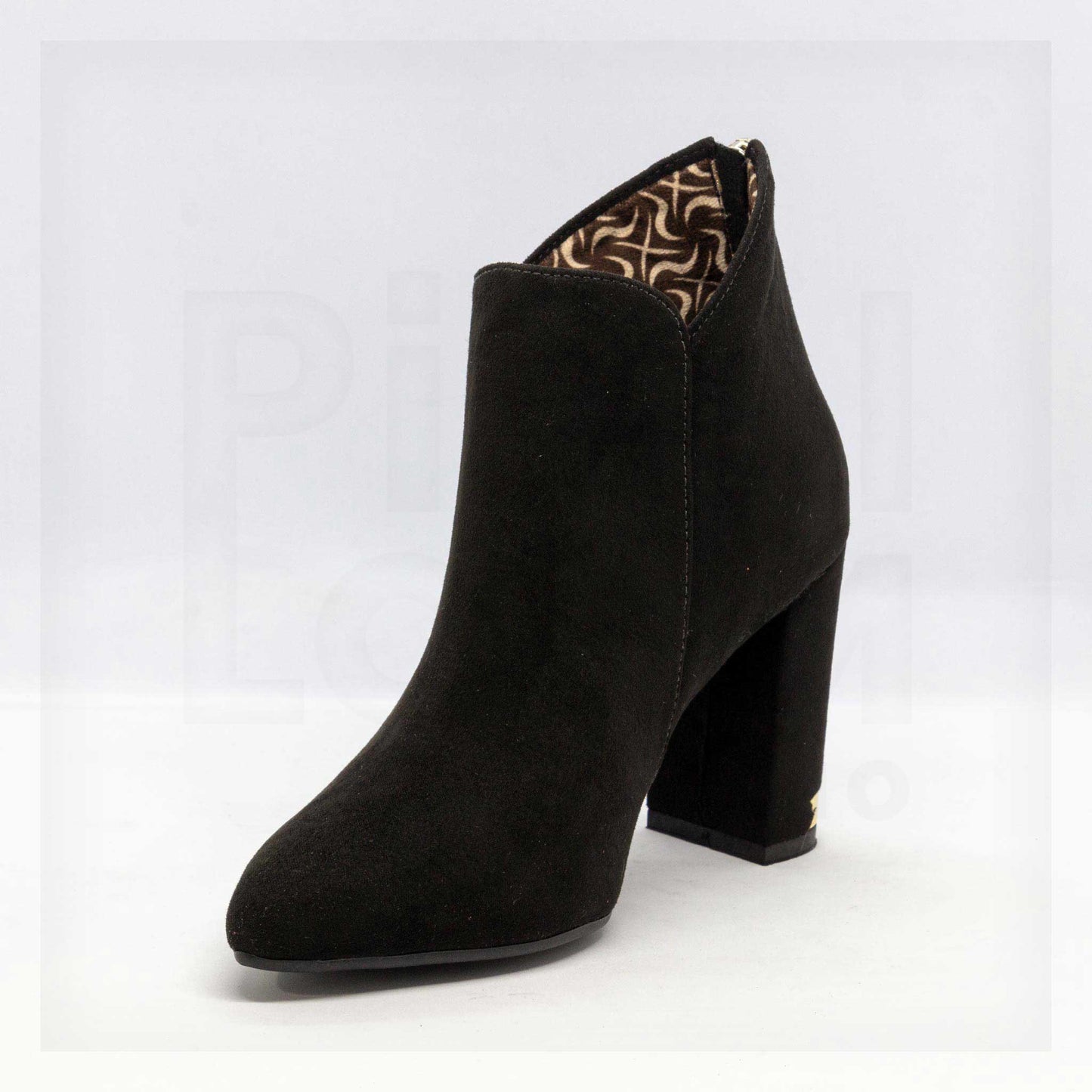 Machine Pointed-Toe Faux-Suede Block Heel Ankle Boots