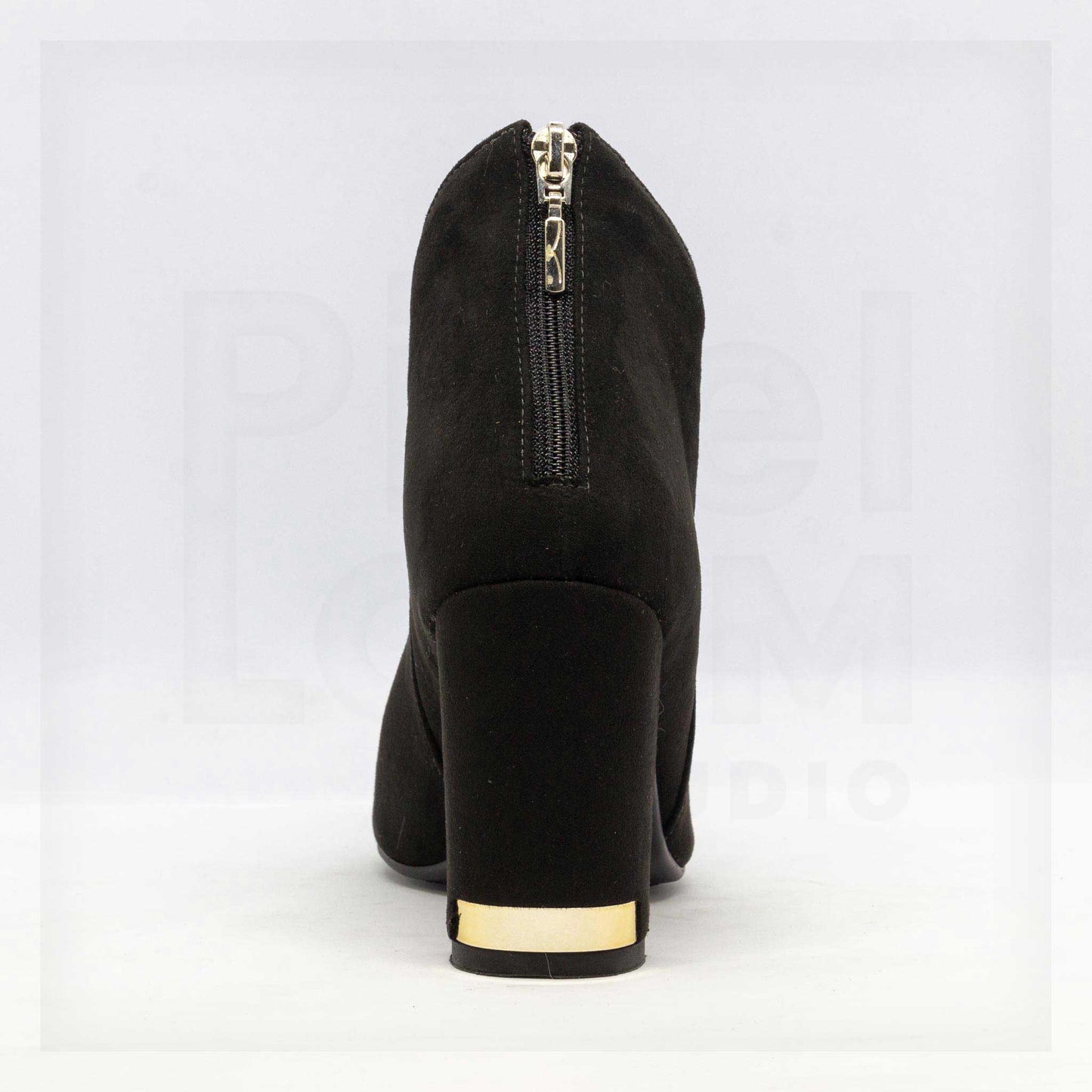 Machine Pointed-Toe Faux-Suede Block Heel Ankle Boots