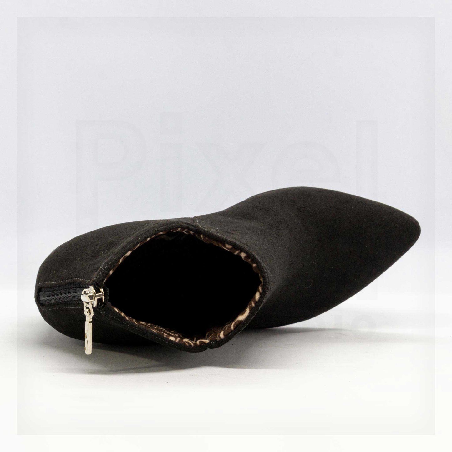 Machine Pointed-Toe Faux-Suede Block Heel Ankle Boots