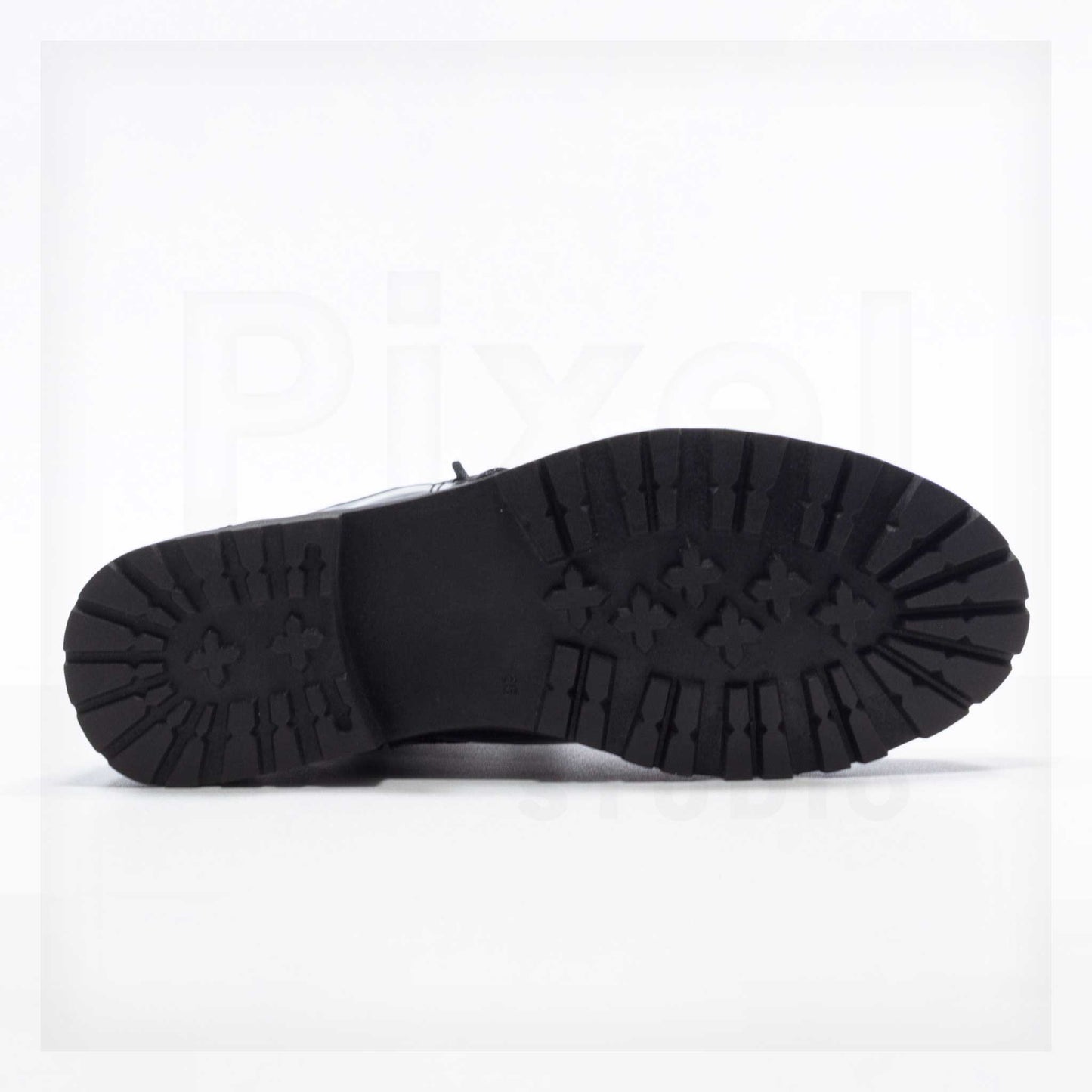 Machine Patent Lace-Up Mid-Calf Combat Boots in Black