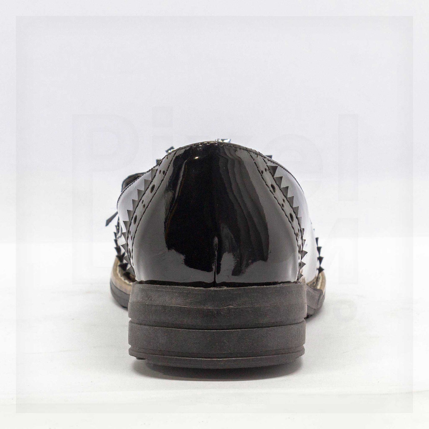 Machine Brogue Patent Leather-Look Tassel Loafers