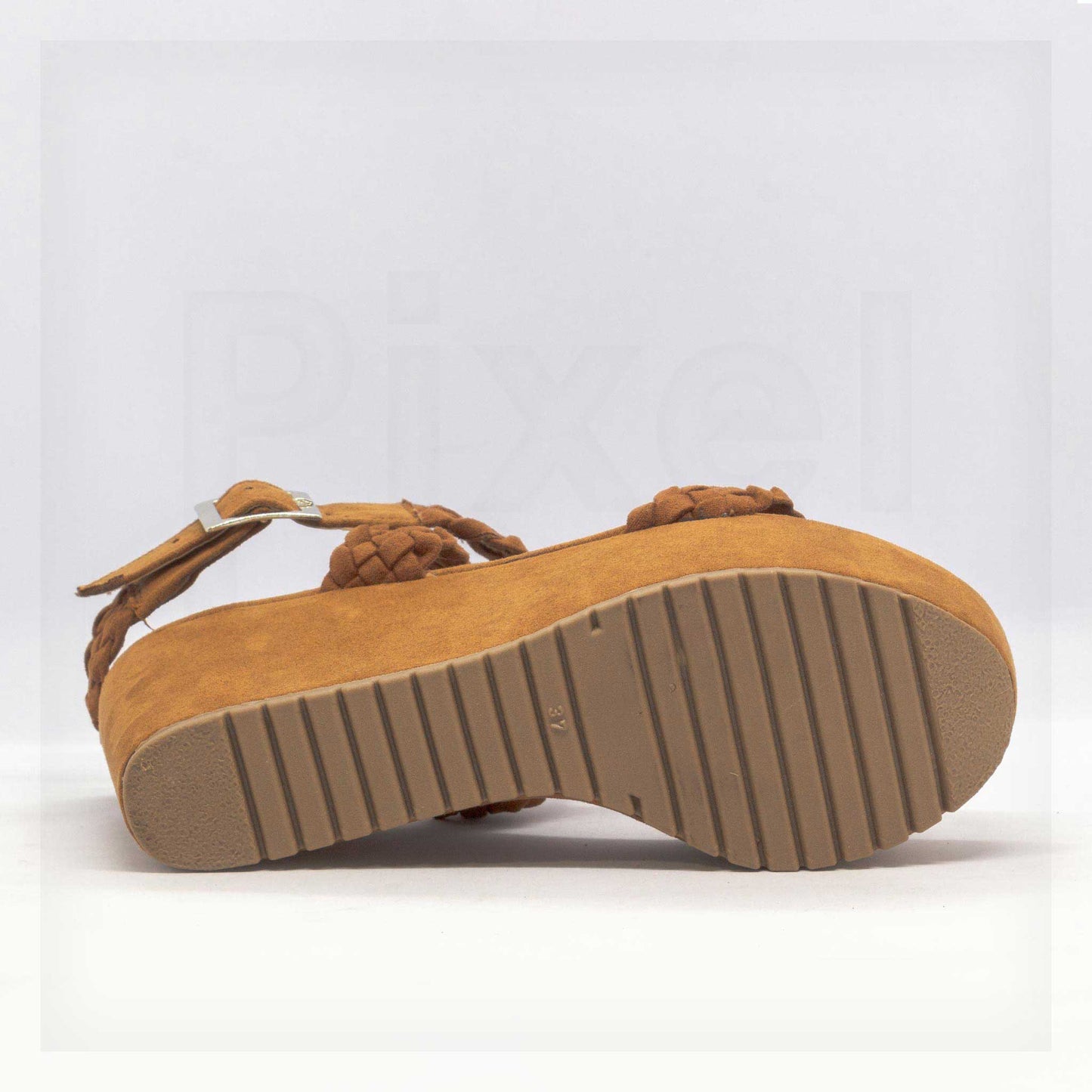 Machine Braided Straps Platform Wedge Sandals in Brown