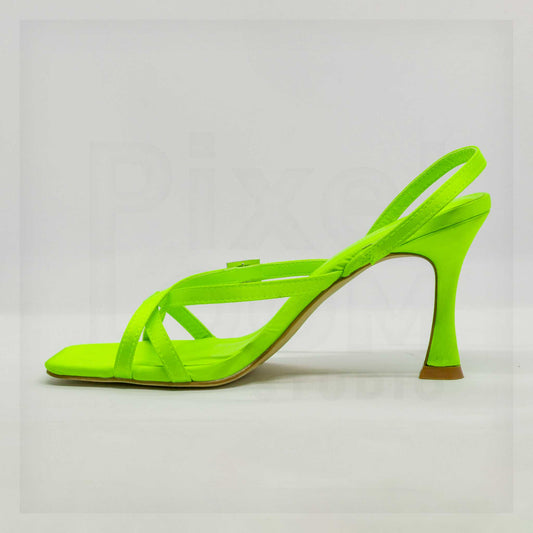 Primark Neon Multi-Strap Flared Heel Sandals Curated by Machine