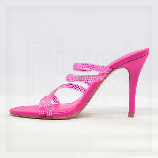 Primark Multi-Strap Rhinestone Heeled Mules Curated by Machine
