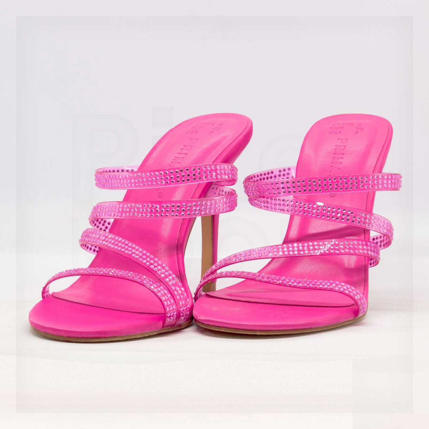Primark Multi-Strap Rhinestone Heeled Mules Curated by Machine