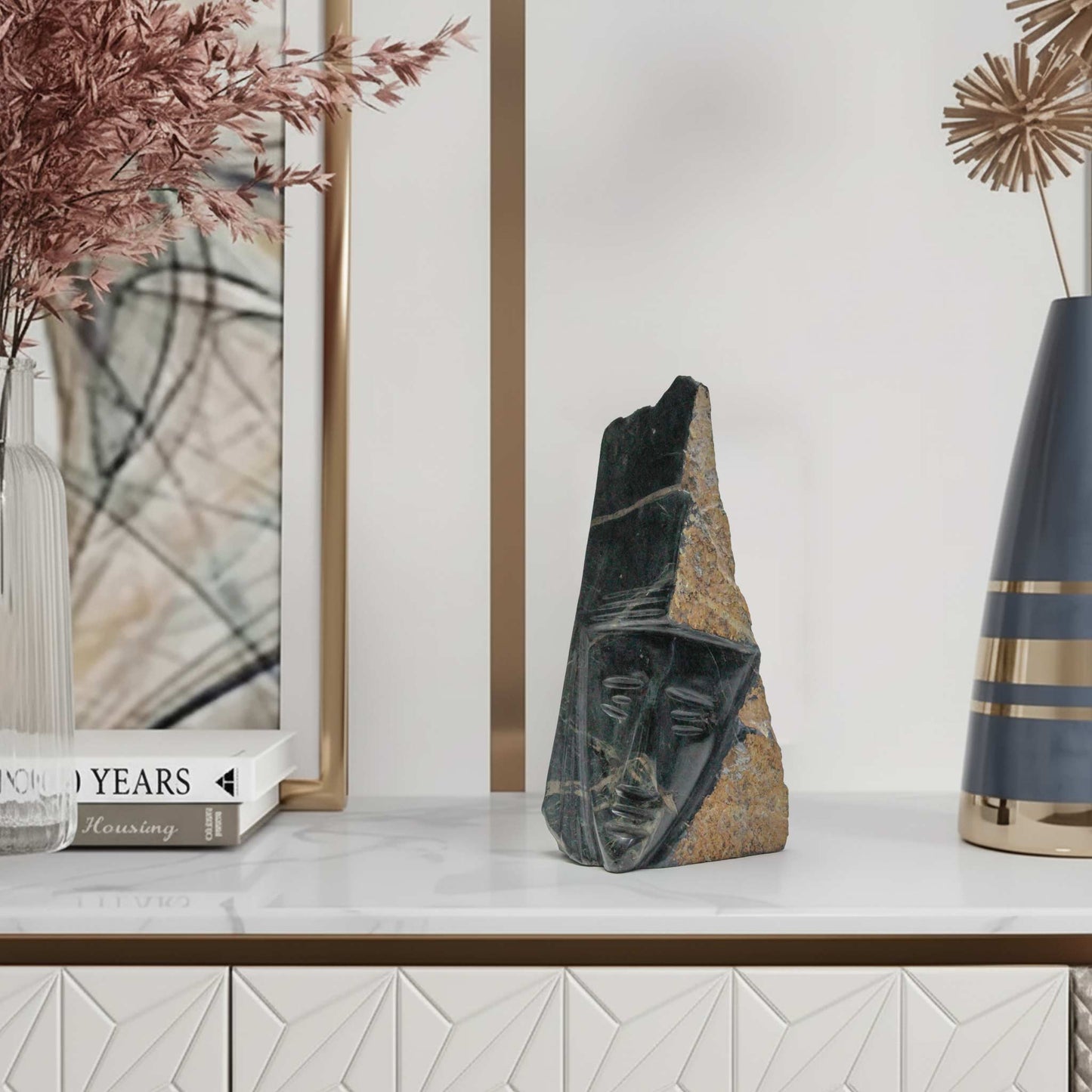 Pyramid of Destiny: Monumental Dark Jade Sculpture