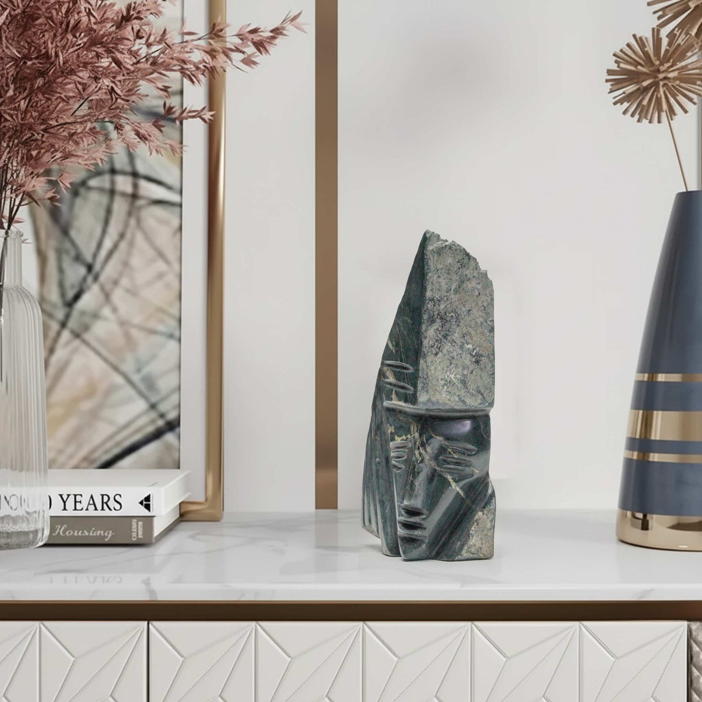 Crown of Unity: Serene Jade Headdress Sculpture