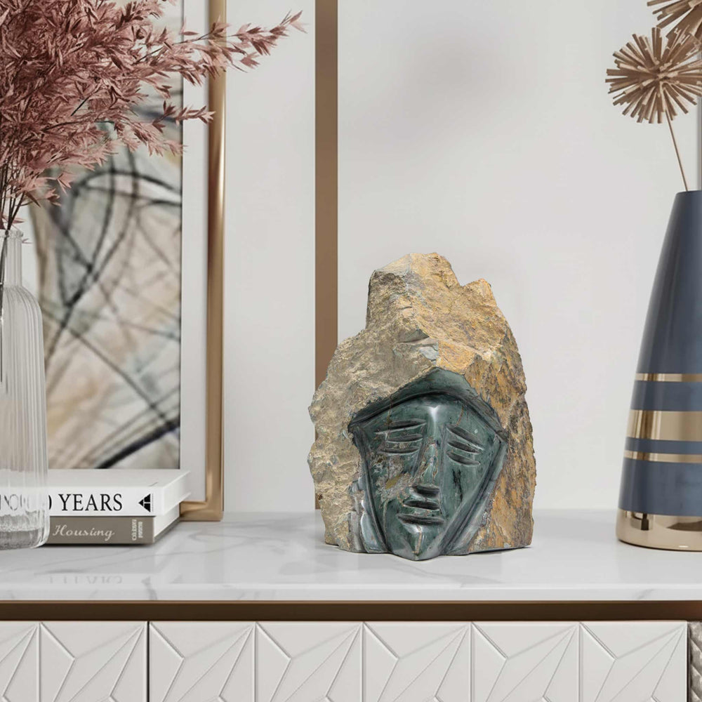 The Sentinel's Veil: Hand-Carved Jade Stone Sculpture